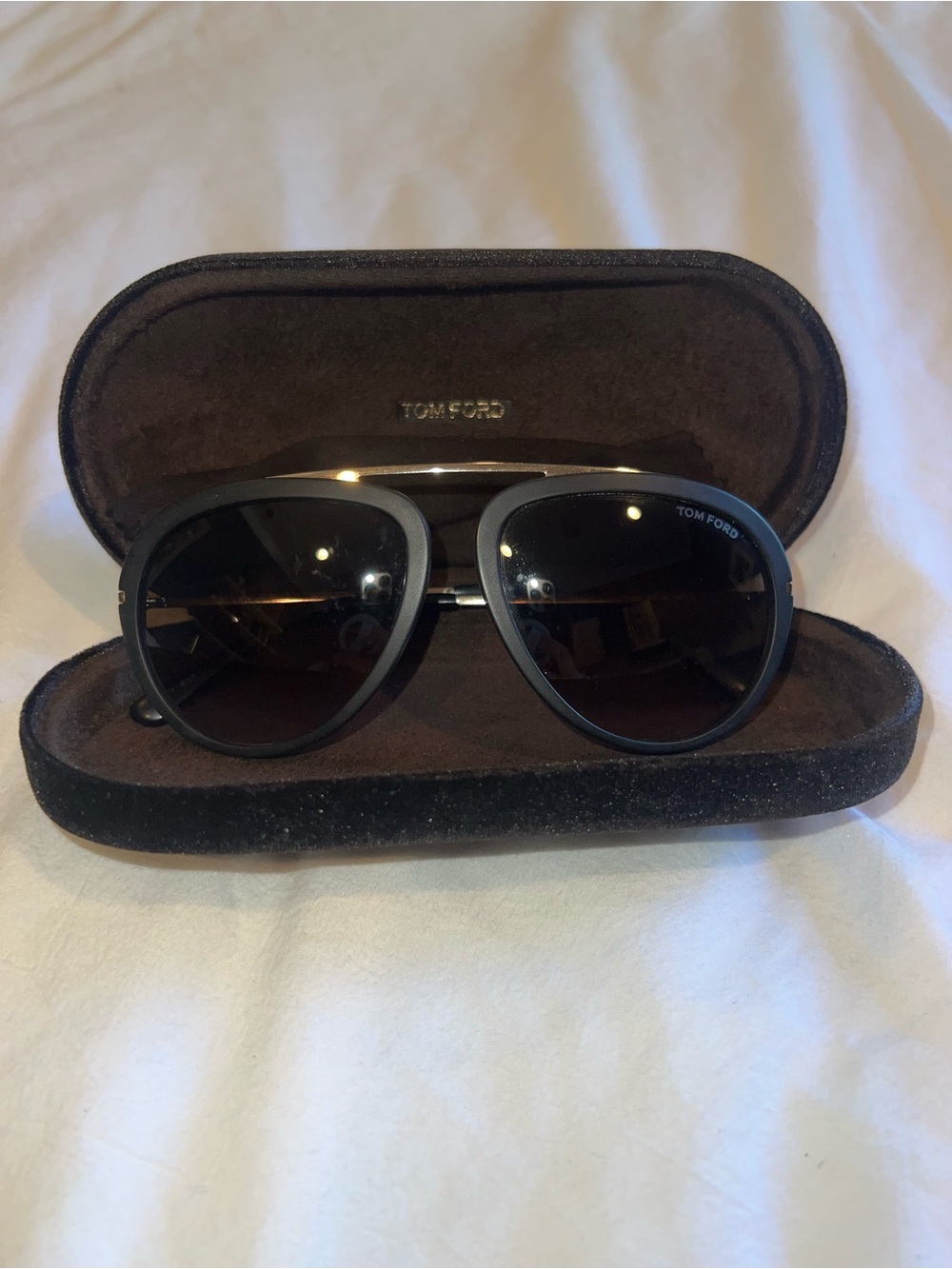 Tom Ford Black Frame Sunglasses with Brown Gradient Lenses